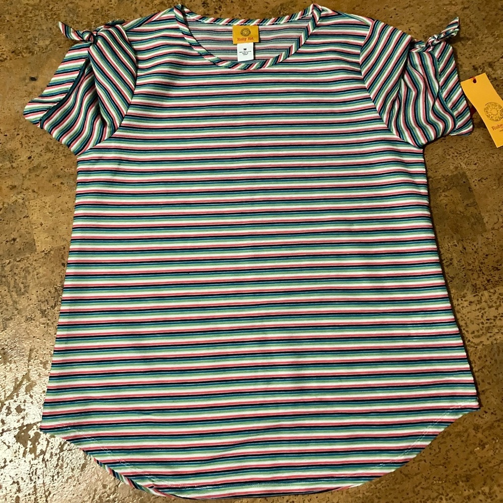 Ruby Rd. Colorful Striped Short Sleeve Top